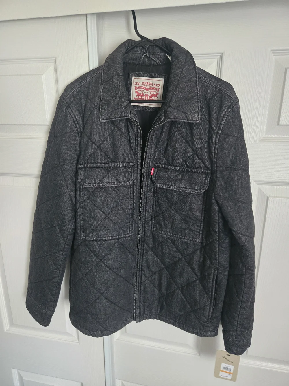Levi's Men's Quilted Zip-Front Jacket in Charcoal Black - Picture 11 of 14